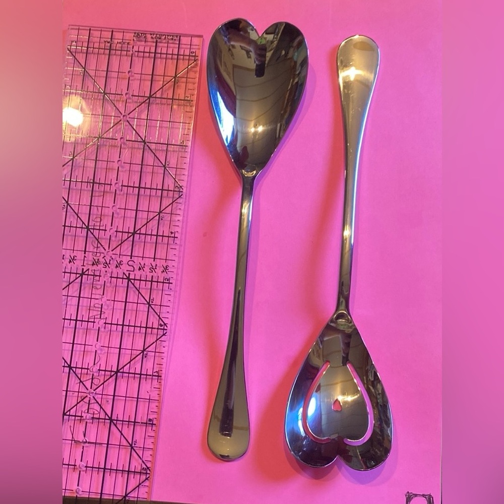 Silver Heart-Shaped Serving Spoons towle stainless
